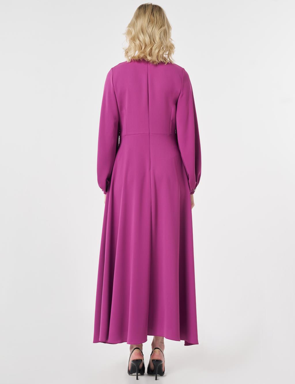 Waist-Detailed Elegant Dress - Purple