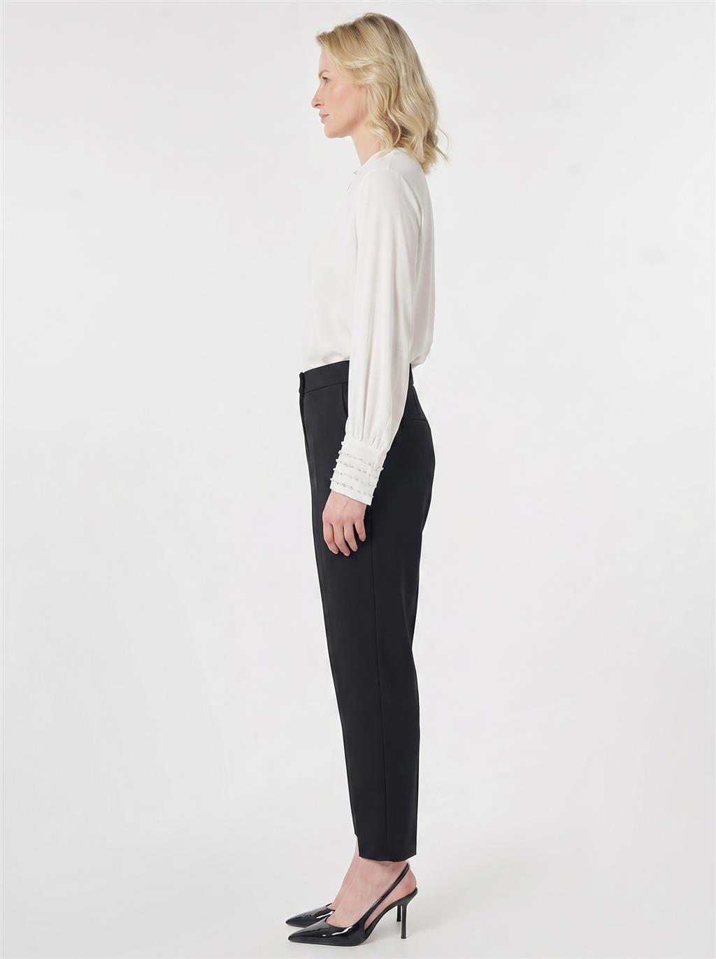 Cuff Detail Elegant Blouse Optical White