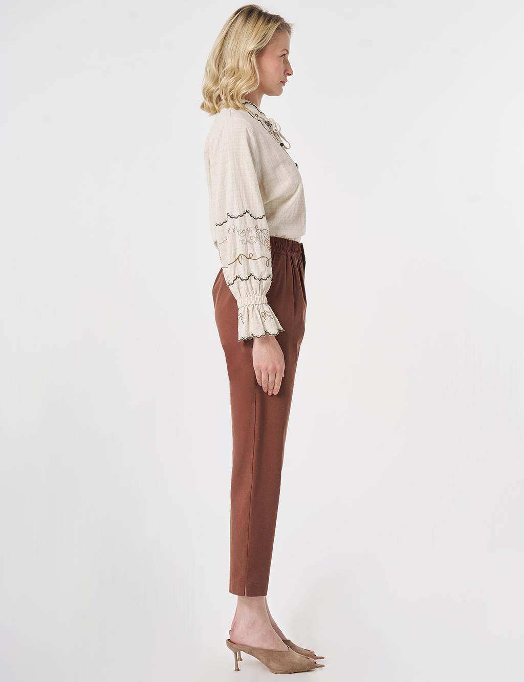 Carrot Cut Lyocell Pants Brown