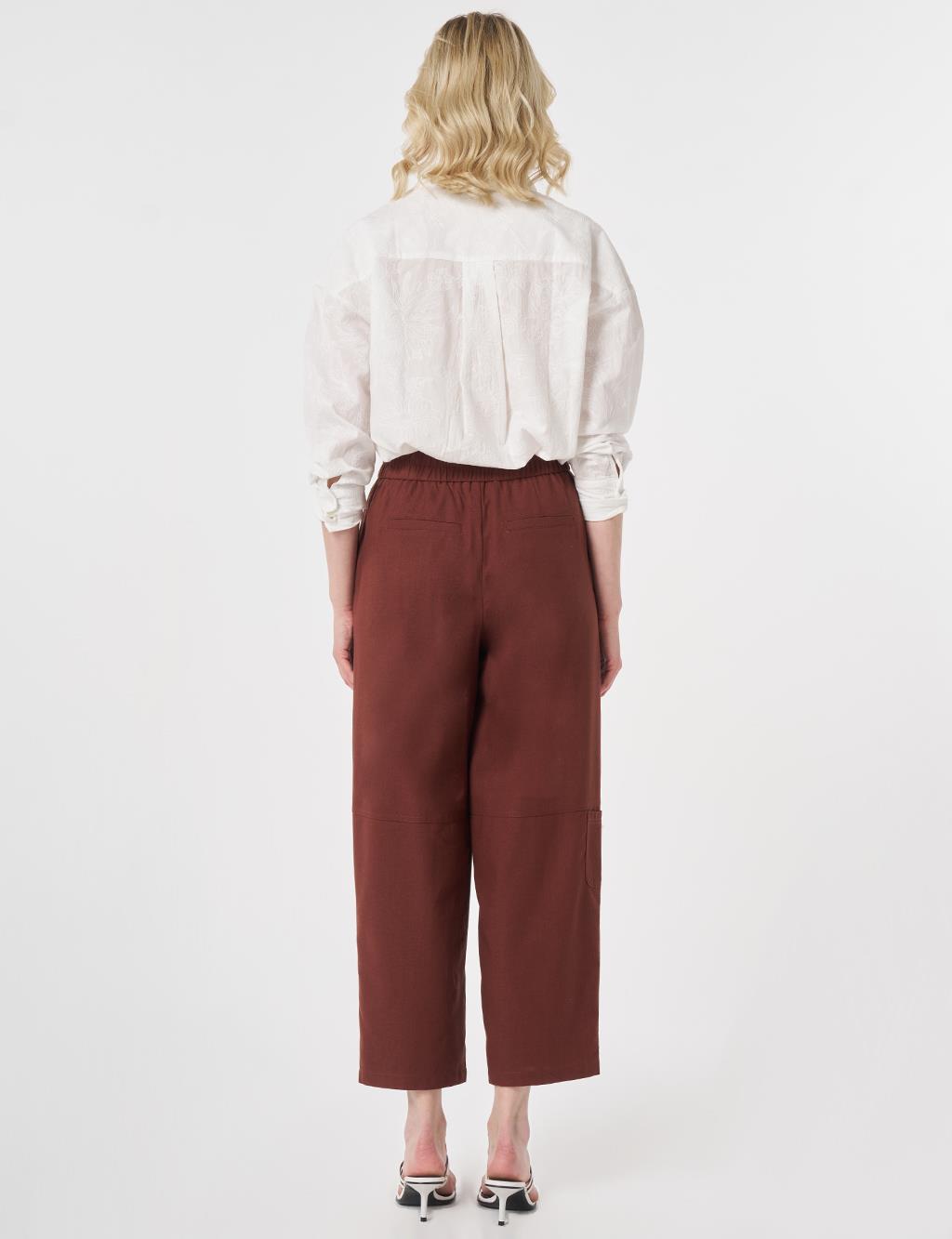 Sport Stitched Viscose Trousers Brown