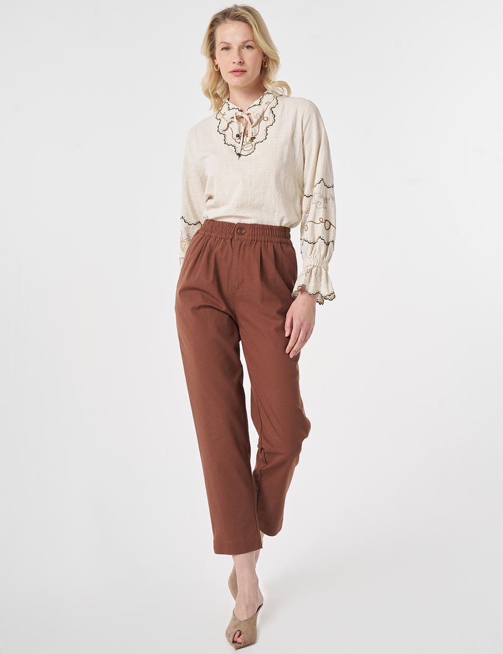 Carrot Cut Lyocell Pants Brown