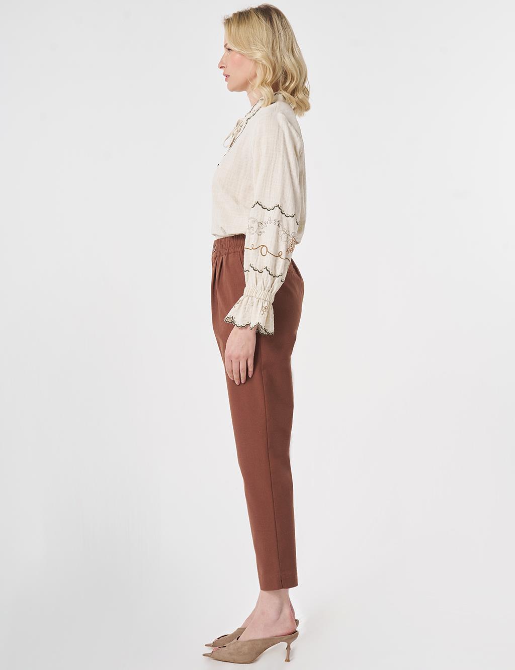 Carrot Cut Lyocell Pants Brown