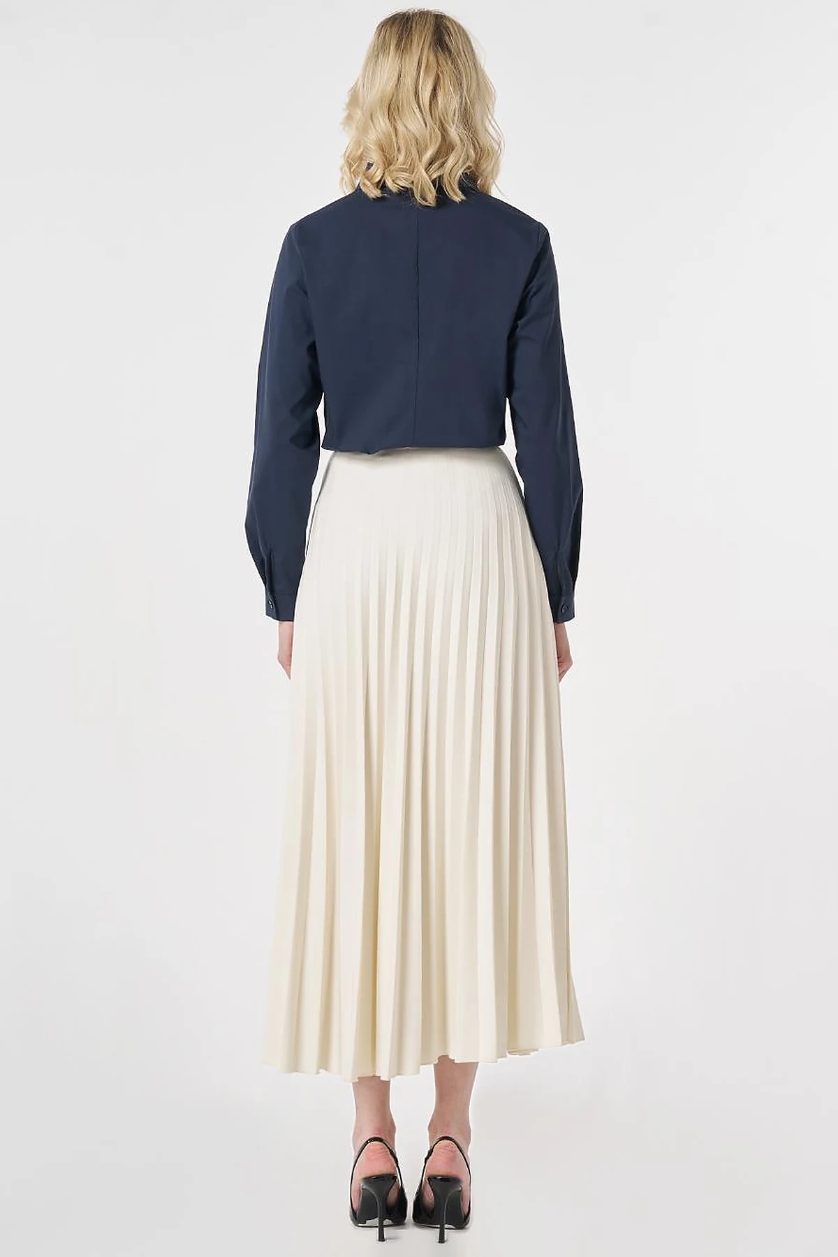 Zipped Pleated Skirt Ecru