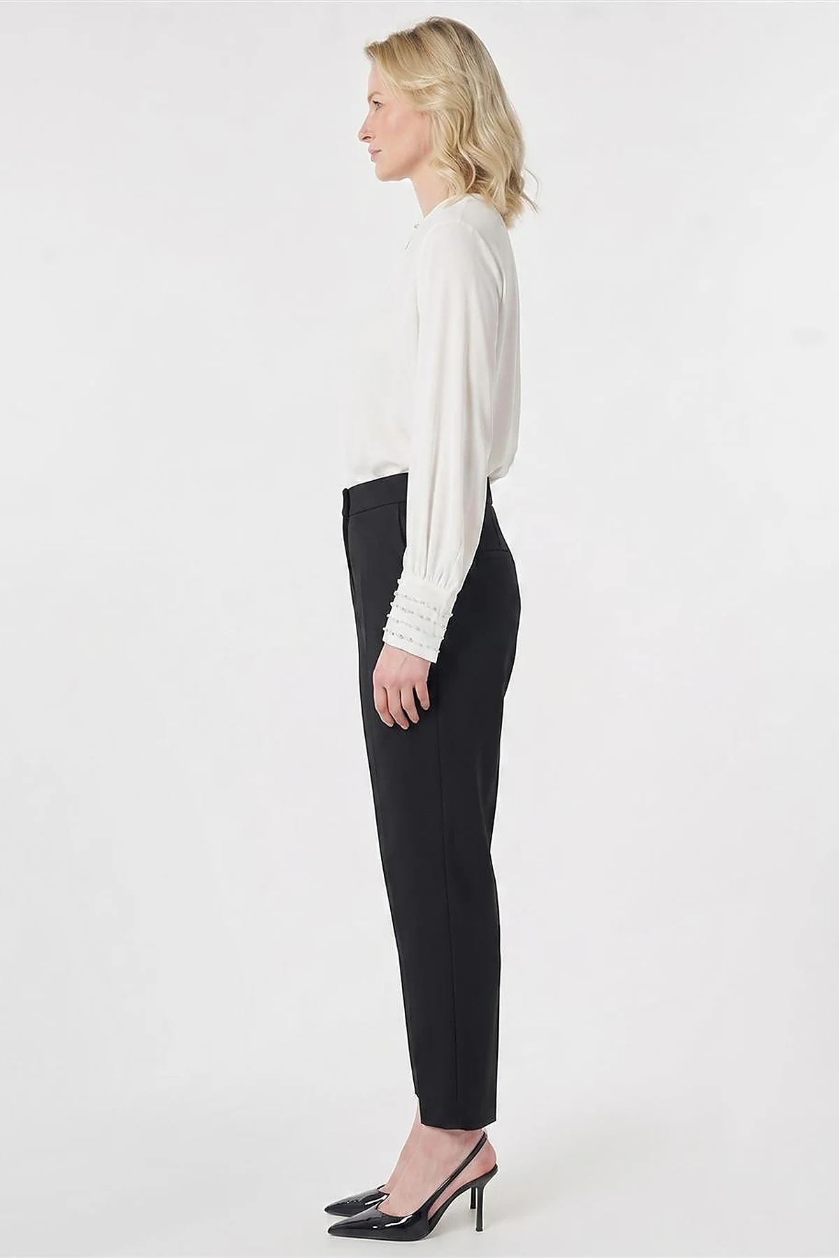 Cuff Detail Elegant Blouse Optical White