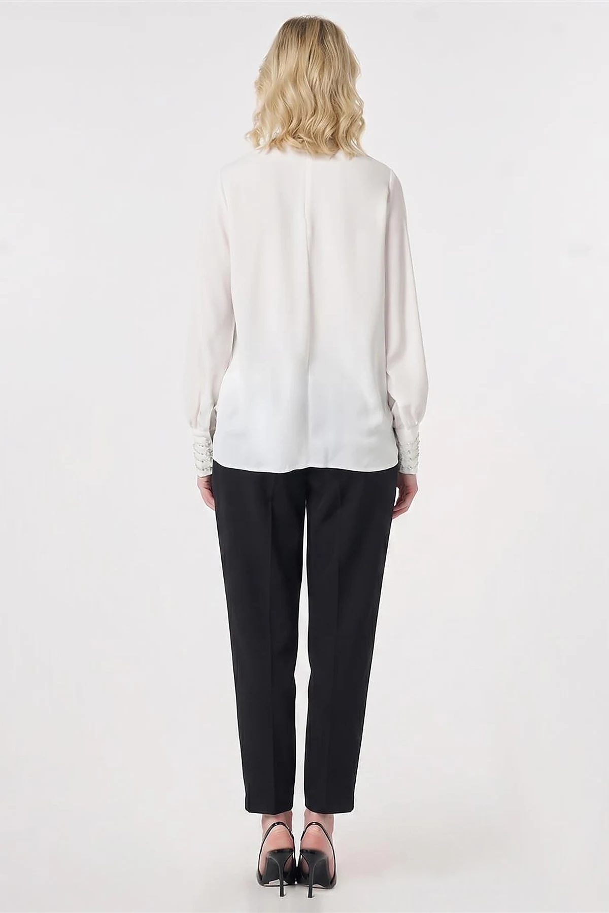 Cuff Detail Elegant Blouse Optical White