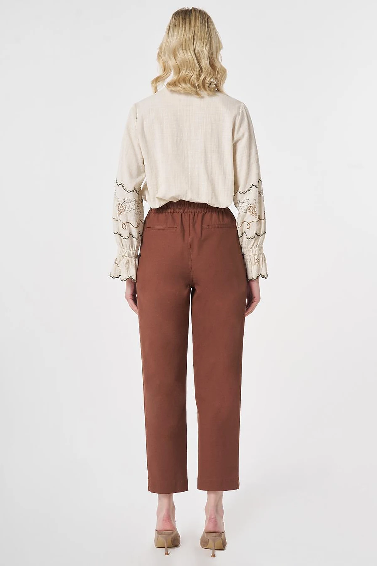 Pleated Rayon Pants Brown