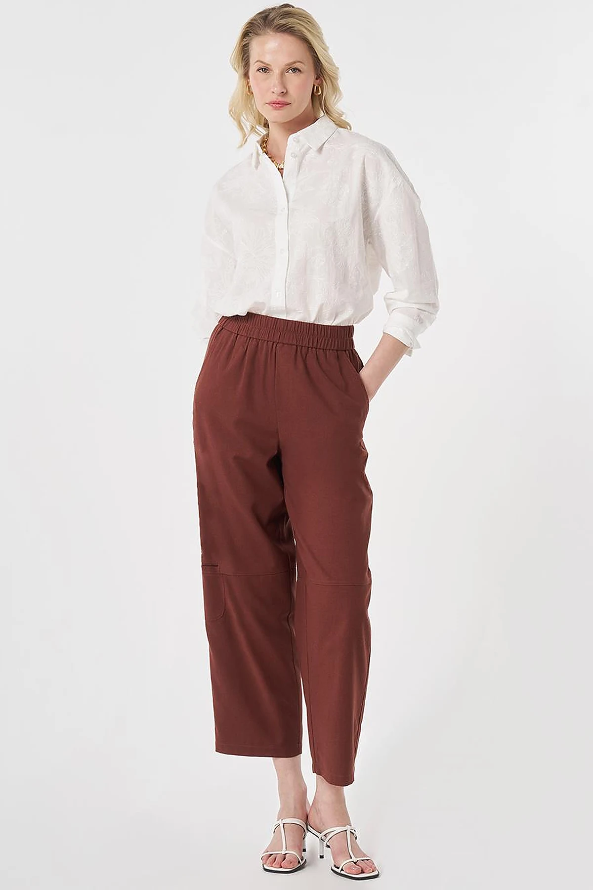 Sport Stitched Viscose Trousers Brown