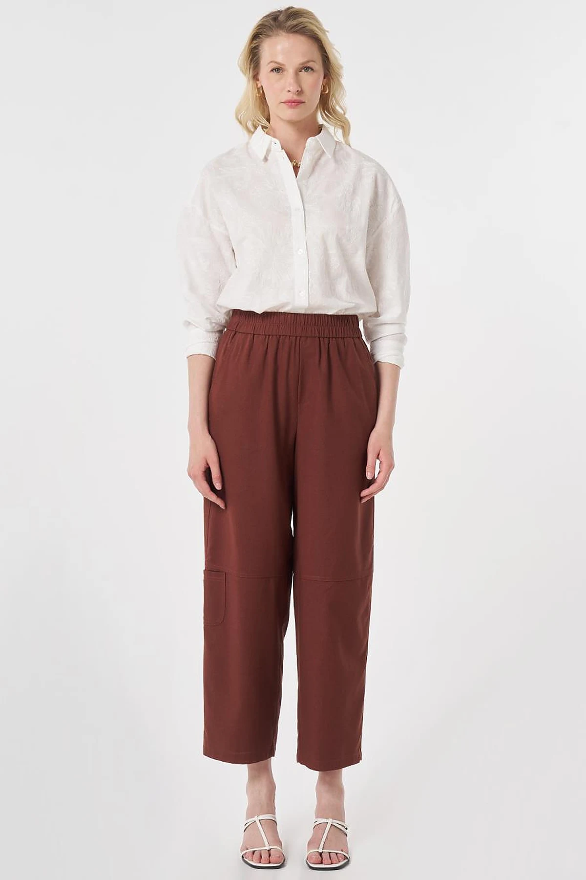 Sport Stitched Viscose Trousers Brown