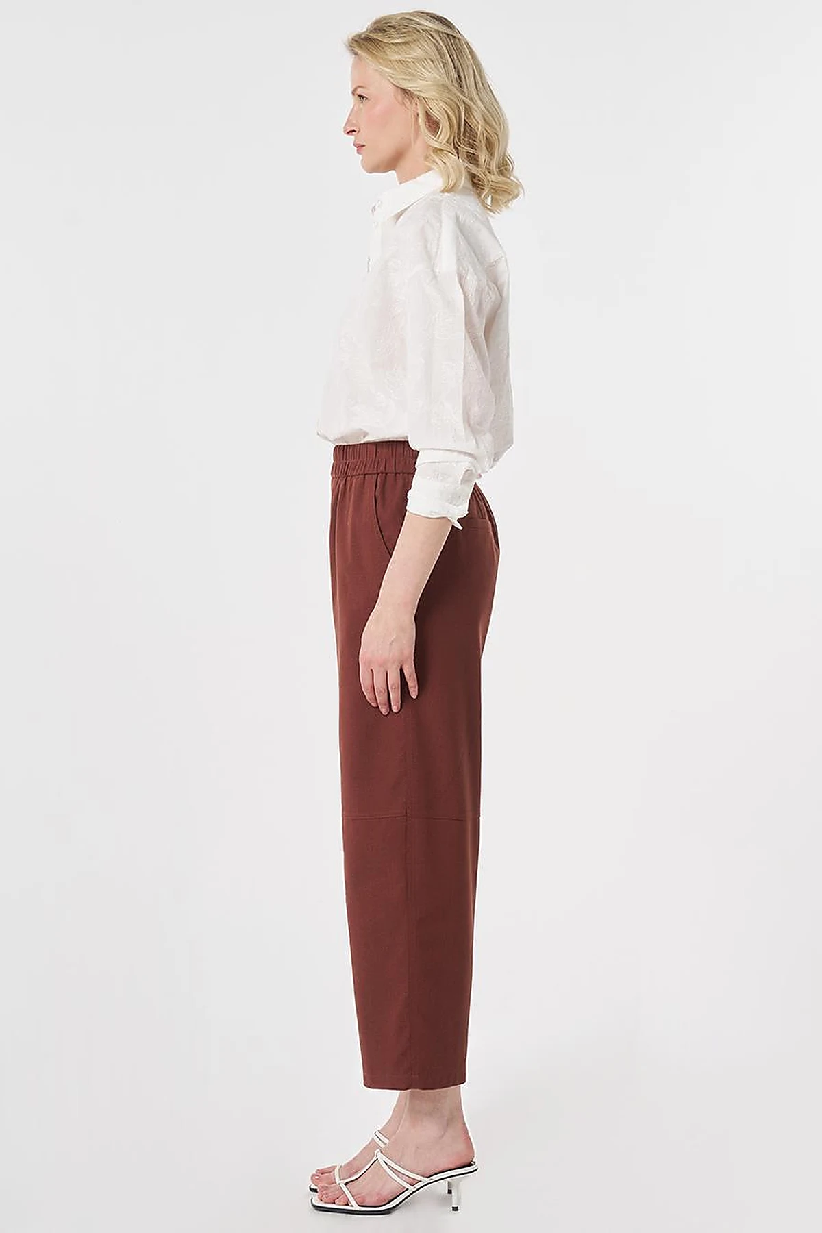 Sport Stitched Viscose Trousers Brown