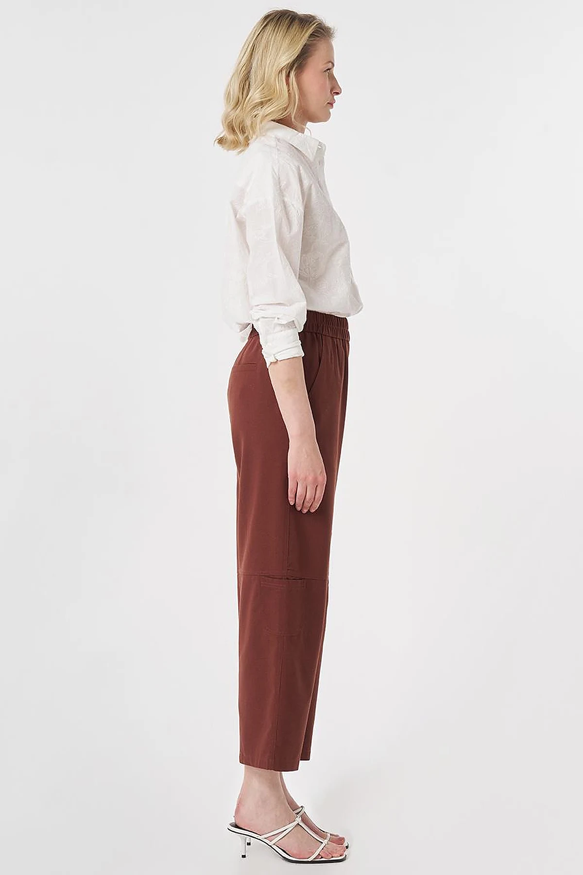 Sport Stitched Viscose Trousers Brown