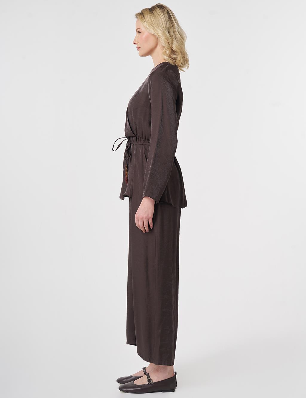 Tie-Waist Modal Jumpsuit Dark Brown