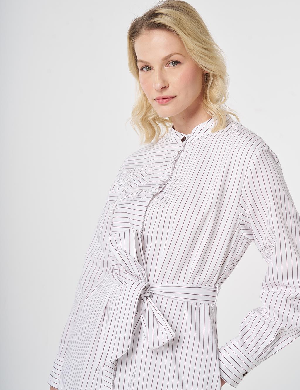 Striped Cotton Maxi Dress Brown