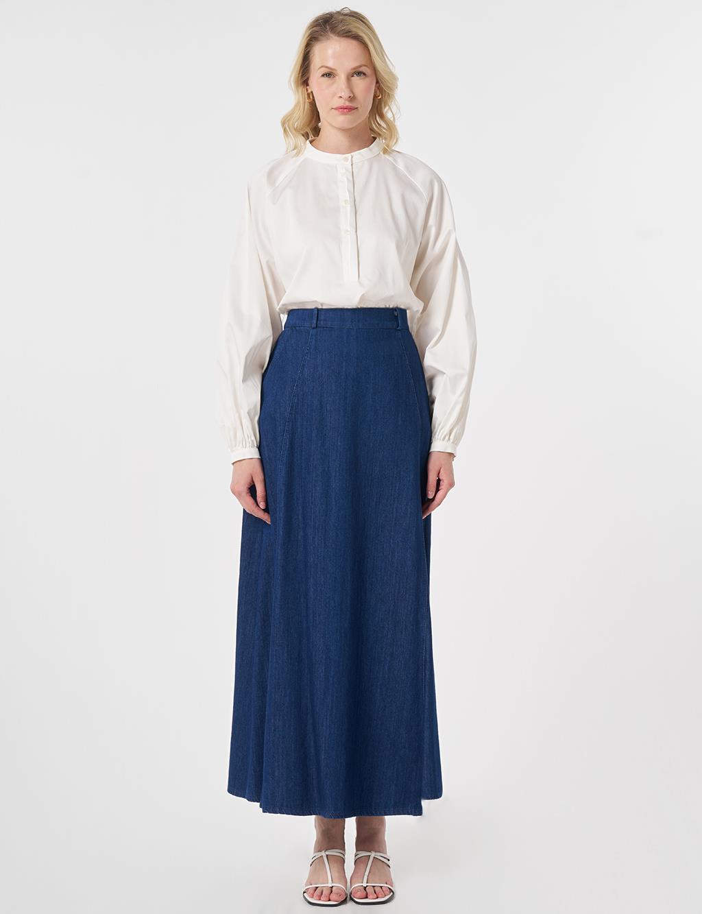 High-Waisted Denim Skirt Indigo