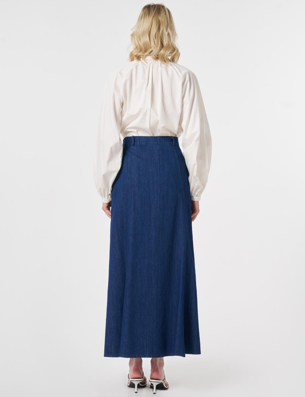 High-Waisted Denim Skirt Indigo
