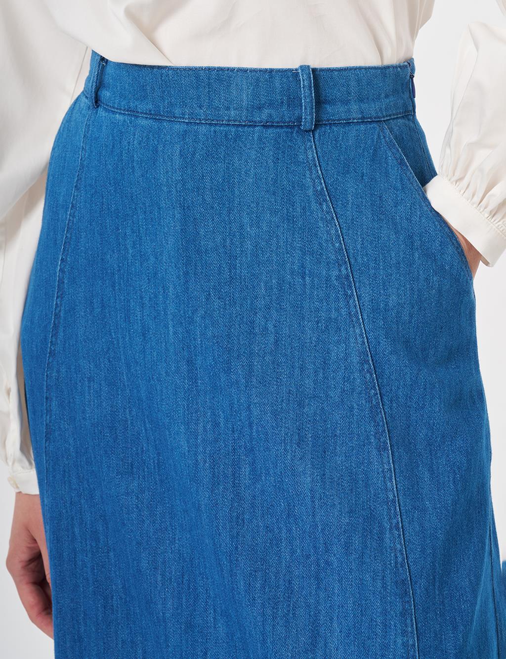 High-Waisted Denim Skirt Blue