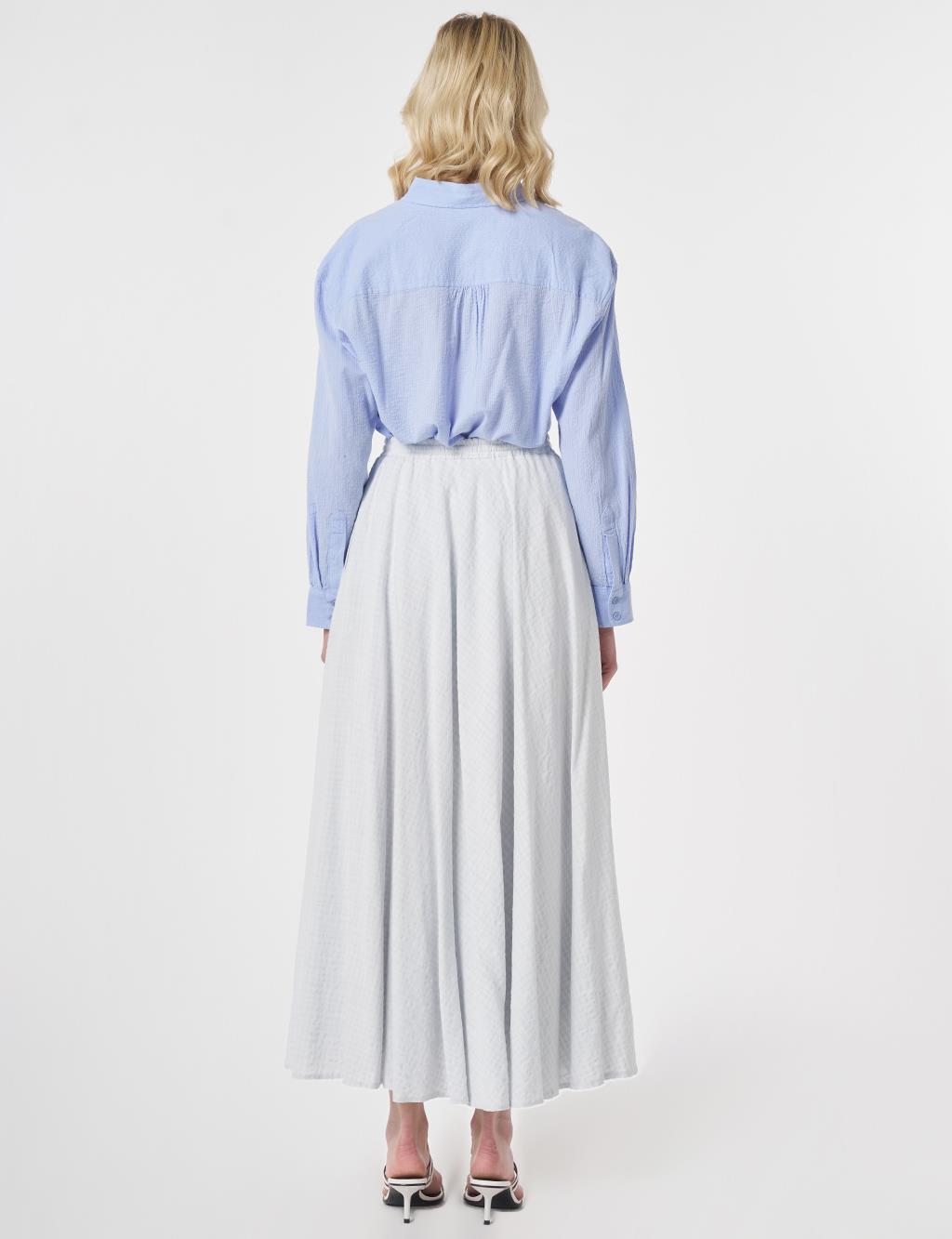 Crinkled Flared Skirt Blue