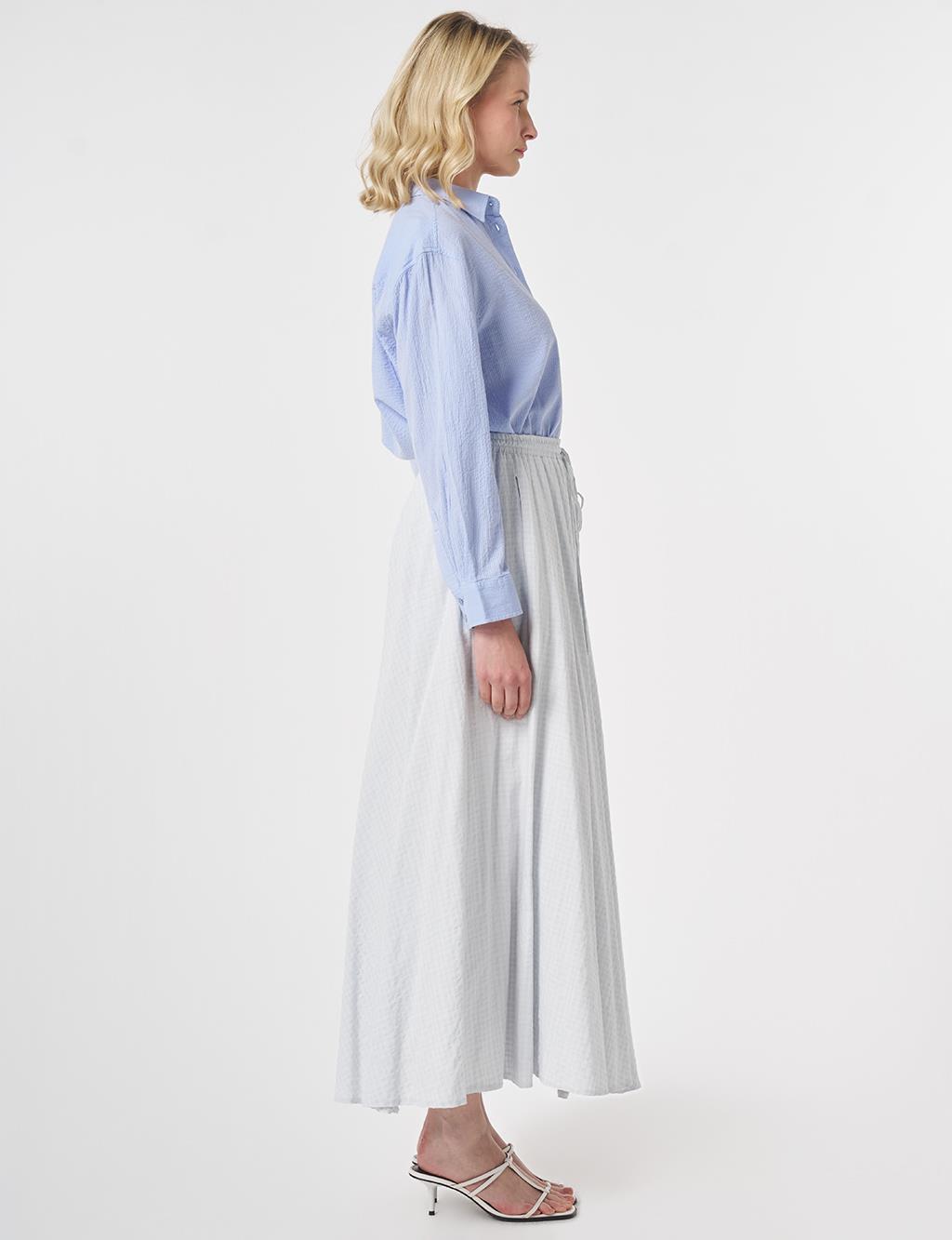 Crinkled Flared Skirt Blue