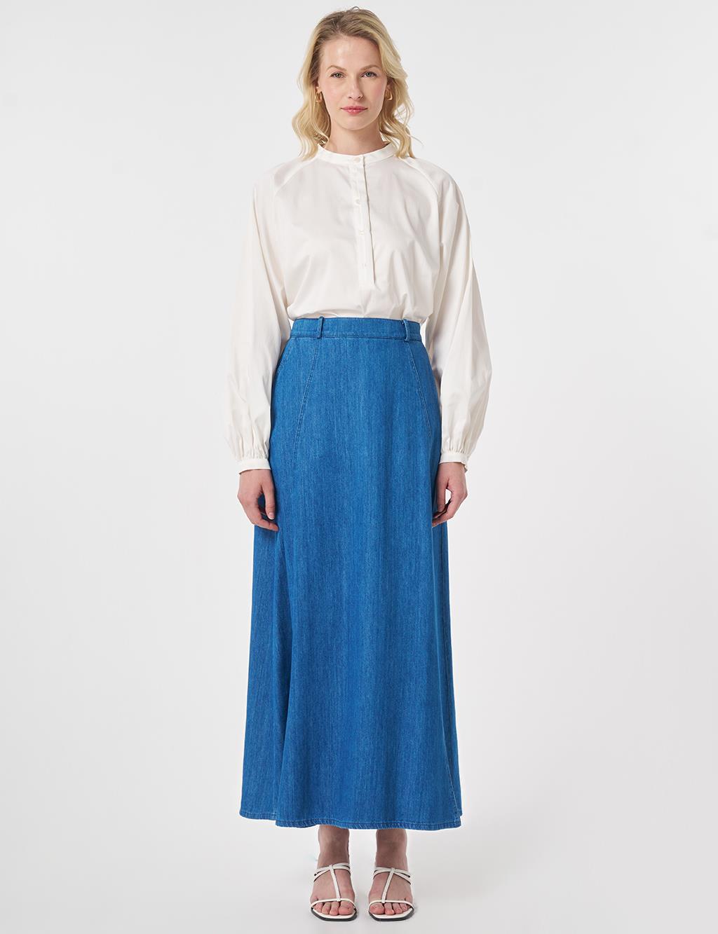 High-Waisted Denim Skirt Blue