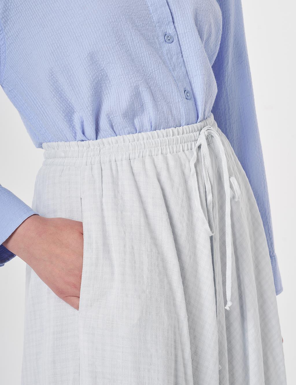 Crinkled Flared Skirt Blue