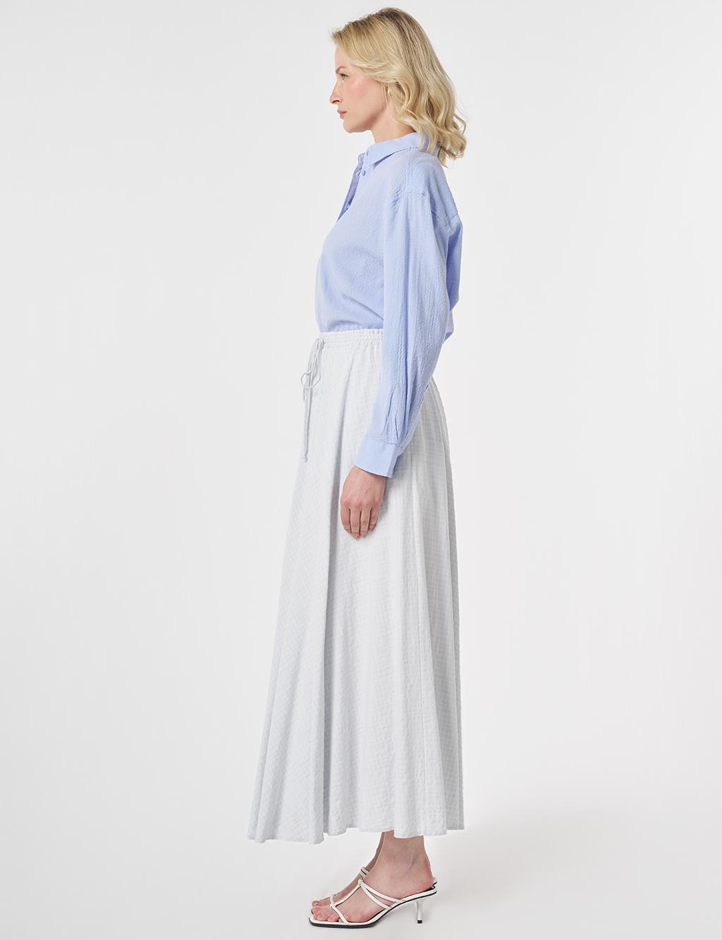 Crinkled Flared Skirt Blue