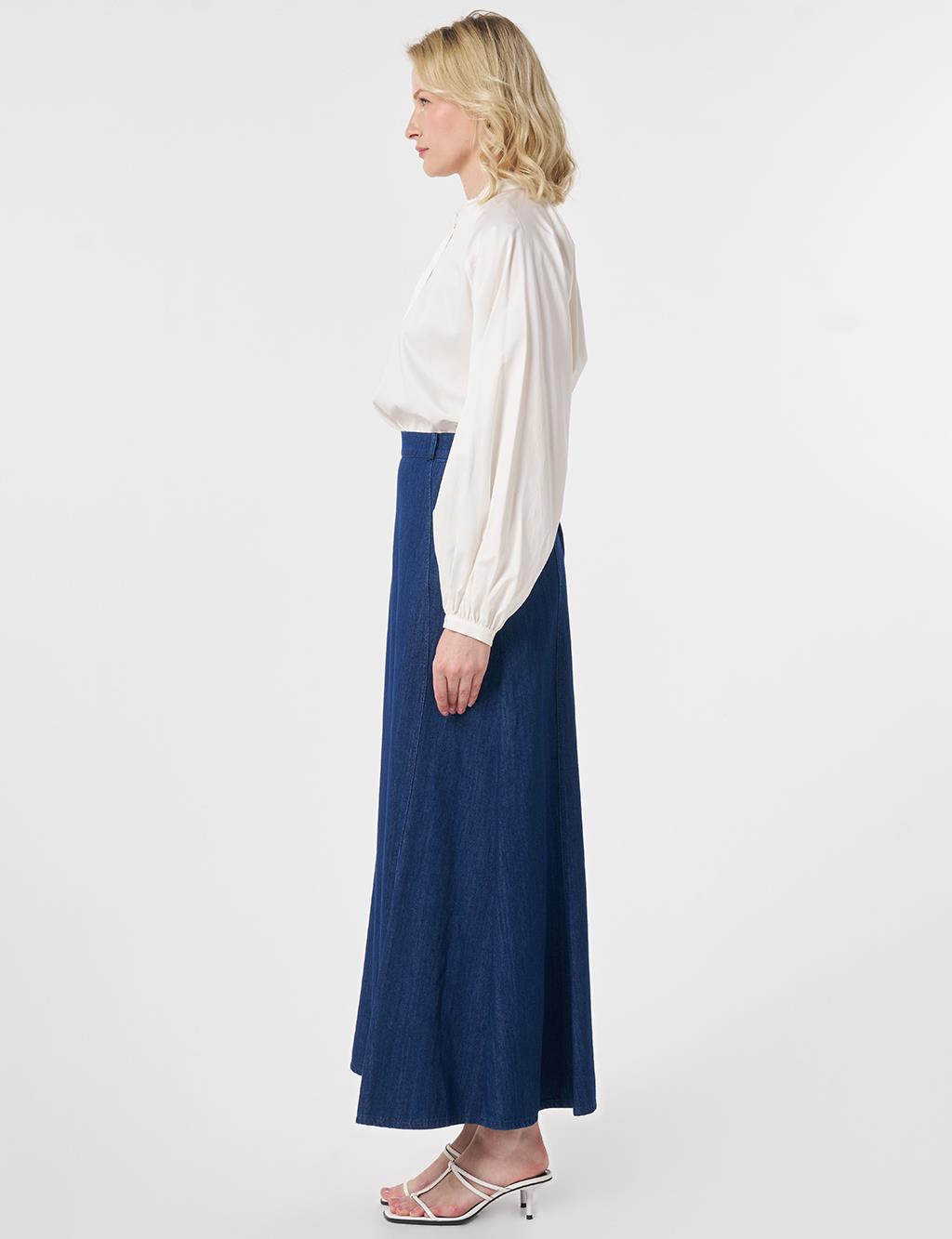 High-Waisted Denim Skirt Indigo