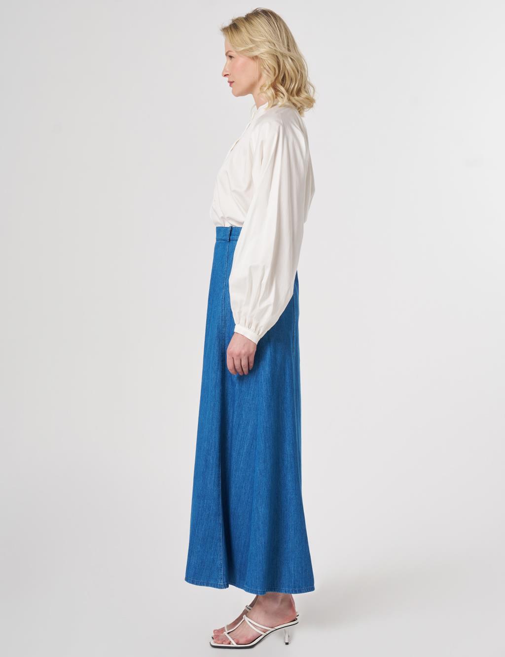 High-Waisted Denim Skirt Blue