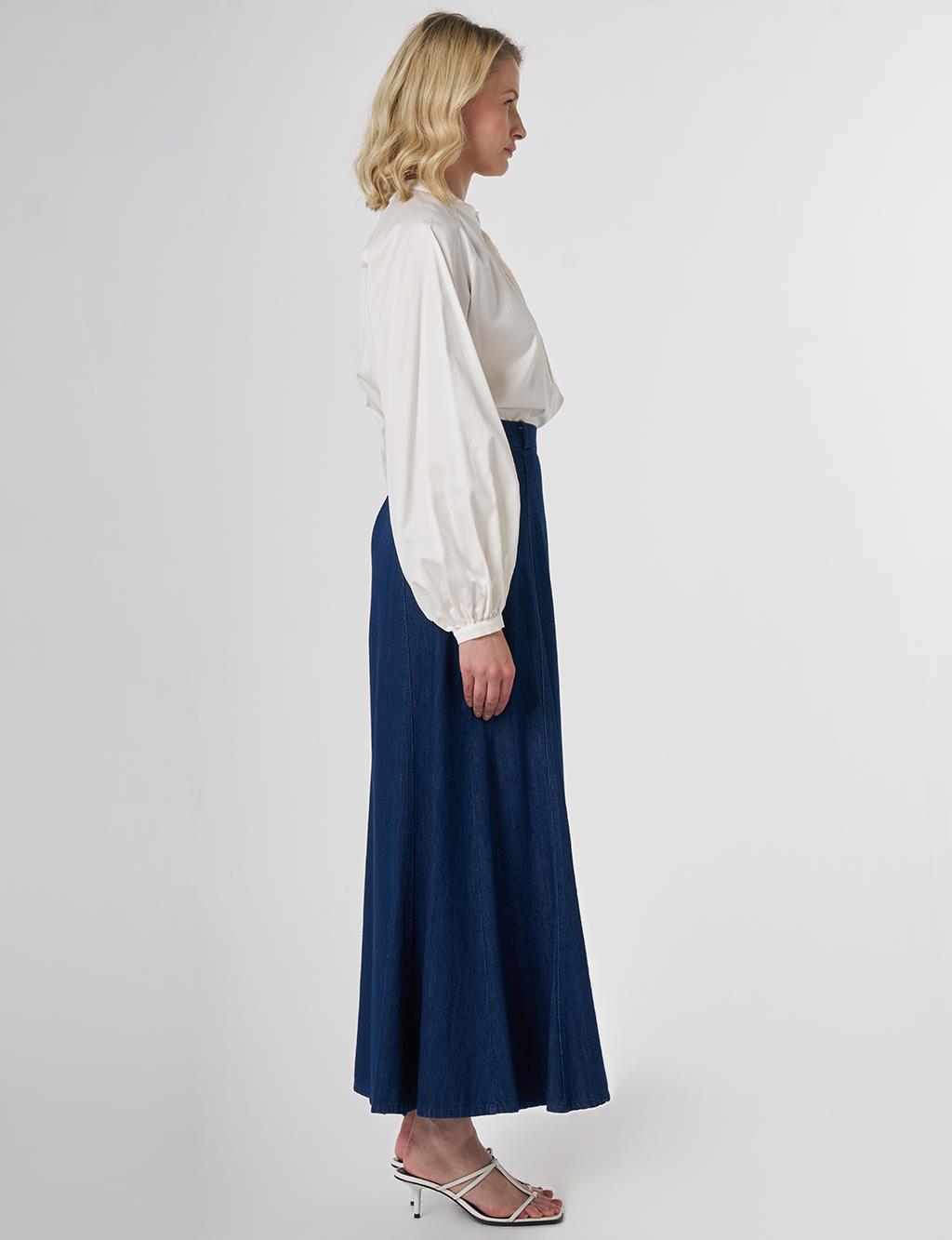 High-Waisted Denim Skirt Indigo