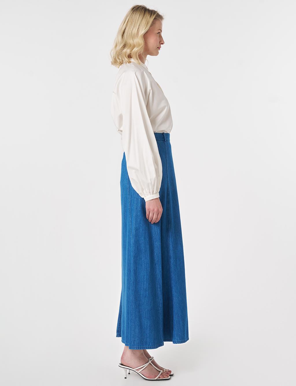 High-Waisted Denim Skirt Blue