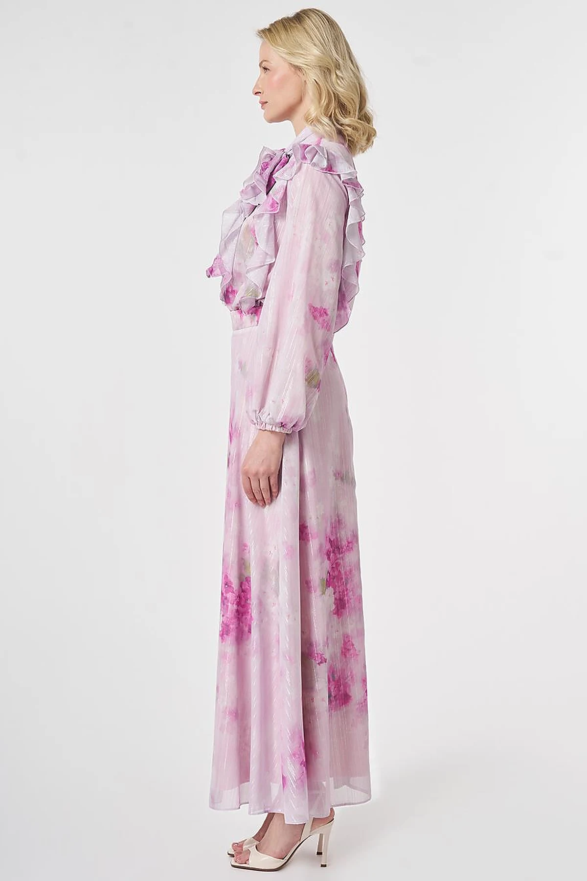 Floral Desen Etekli Takım Lila 