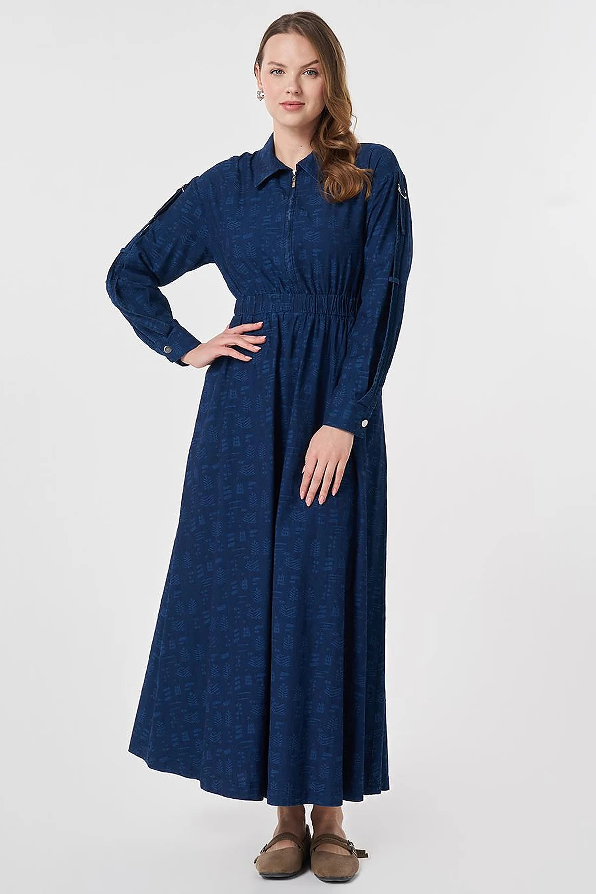 Sport Stitch Detailed Denim Dress Indigo