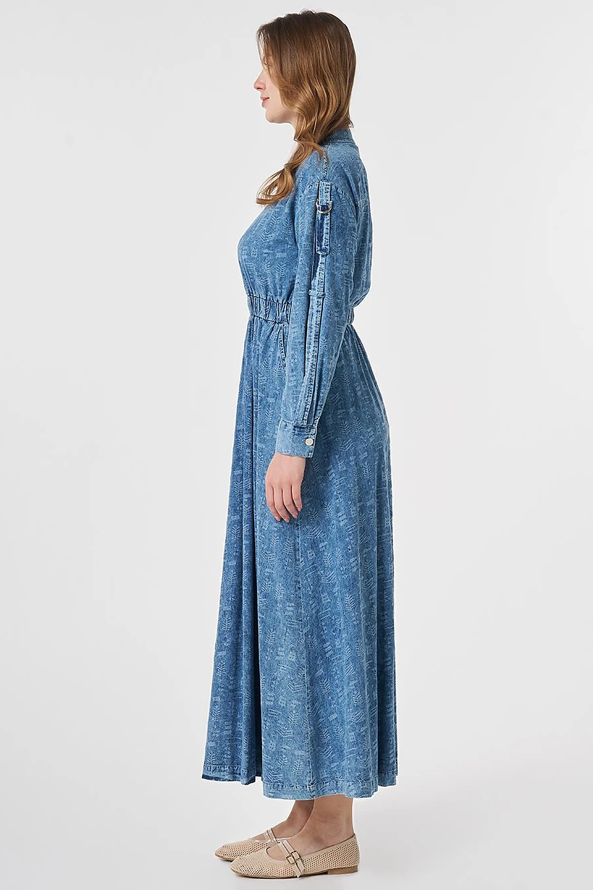 Sport Stitch Detailed Denim Dress Blue