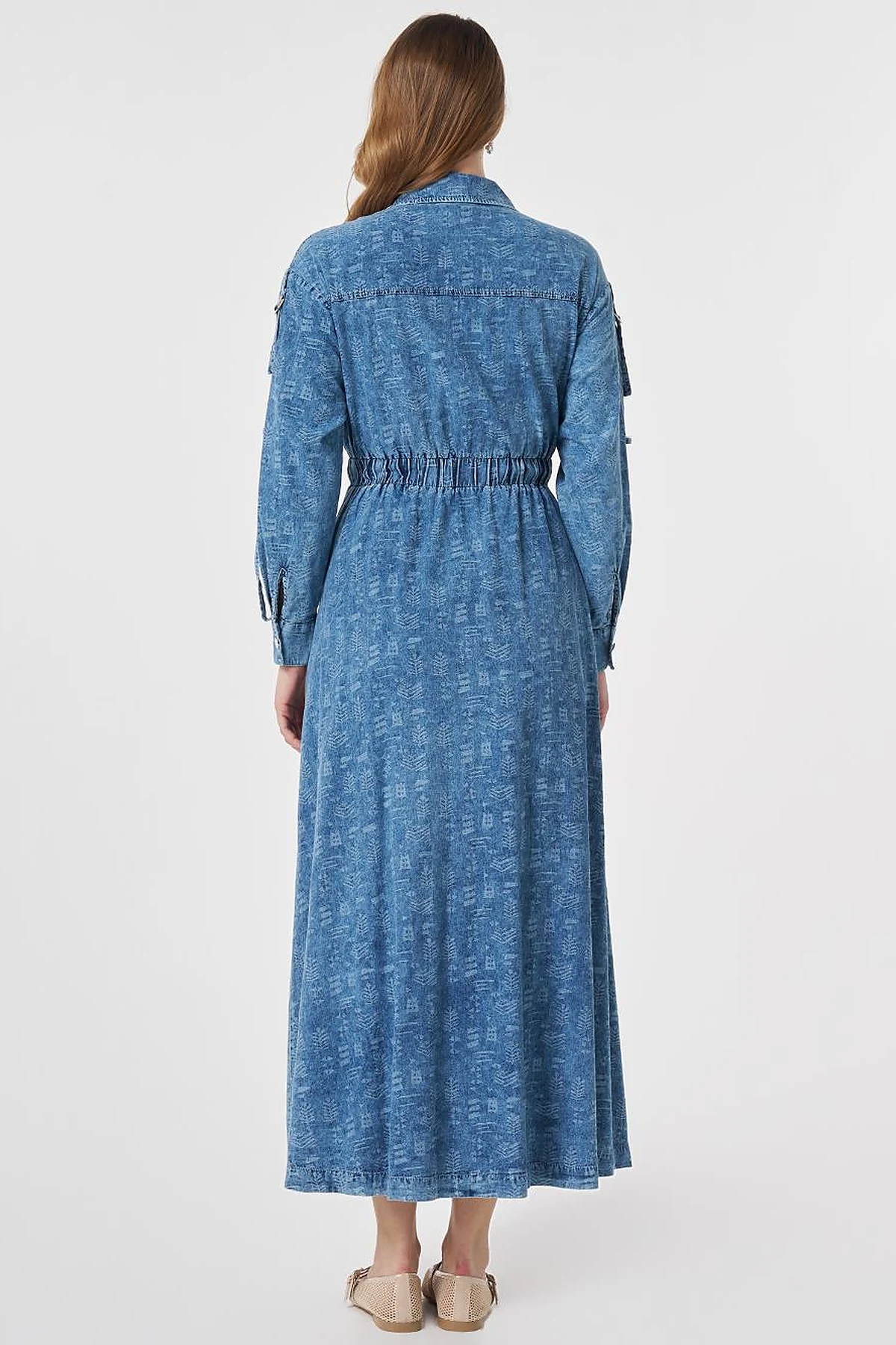 Sport Stitch Detailed Denim Dress Blue