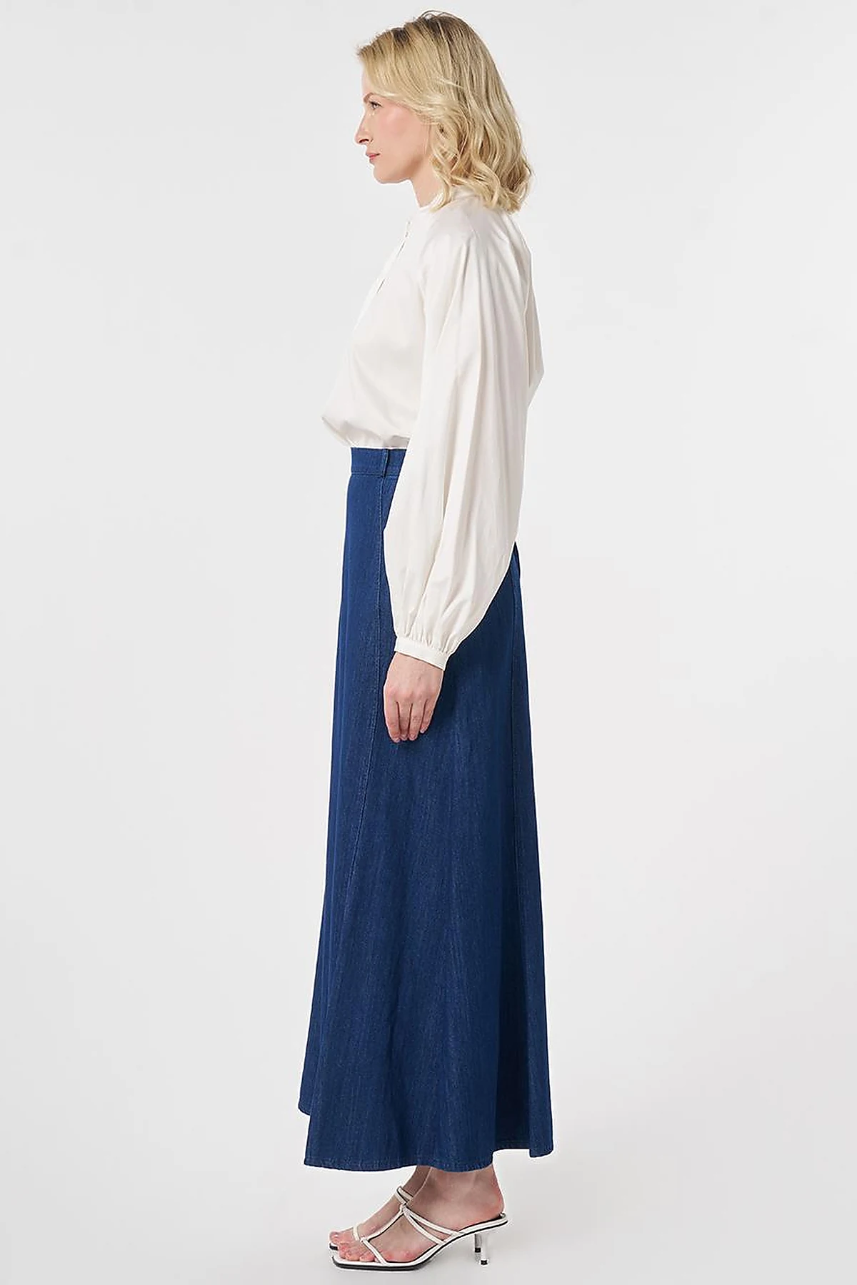 High-Waisted Denim Skirt Indigo