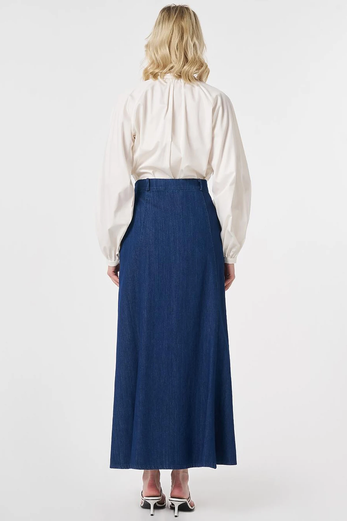 High-Waisted Denim Skirt Indigo