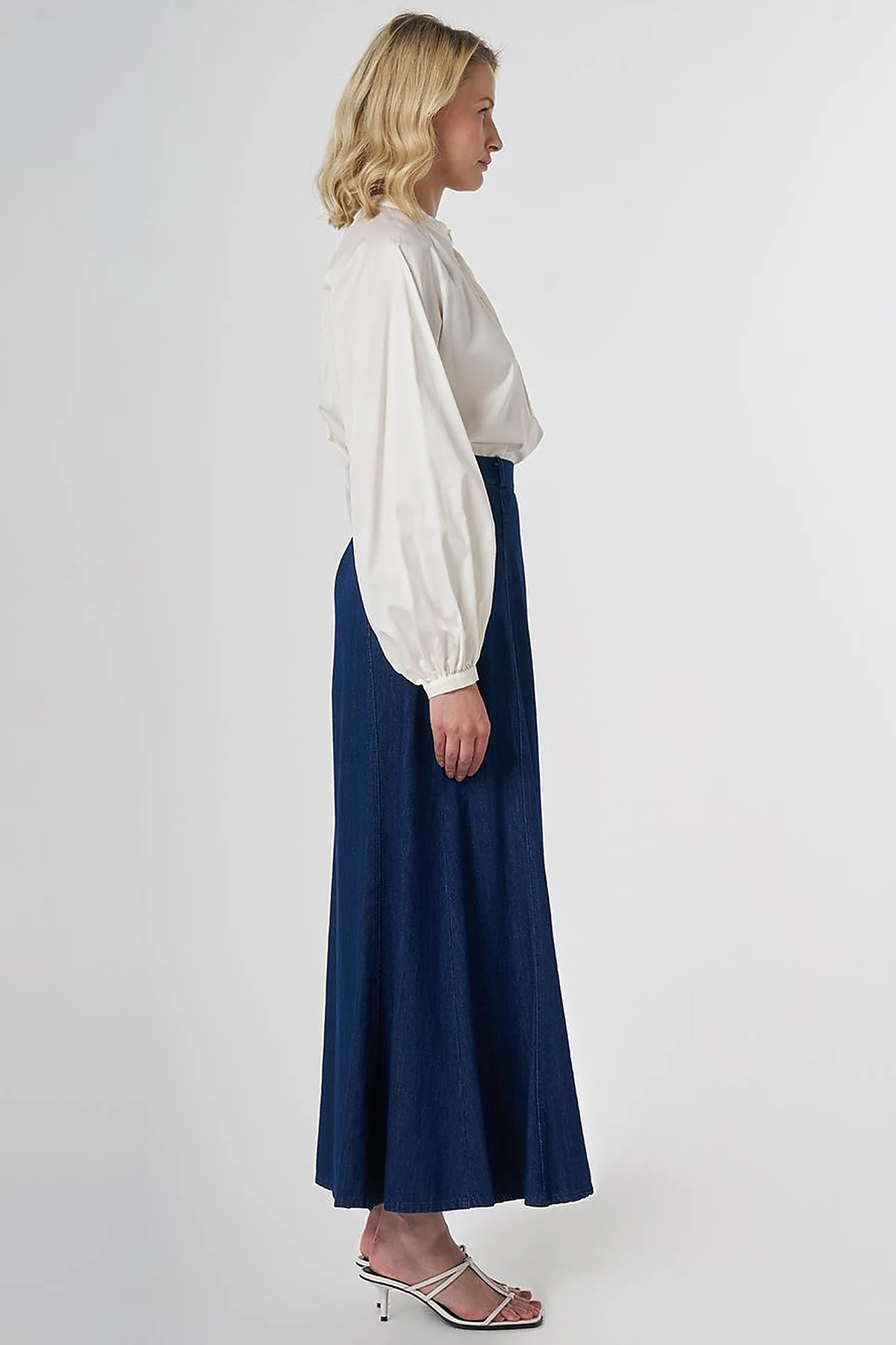 High-Waisted Denim Skirt Indigo