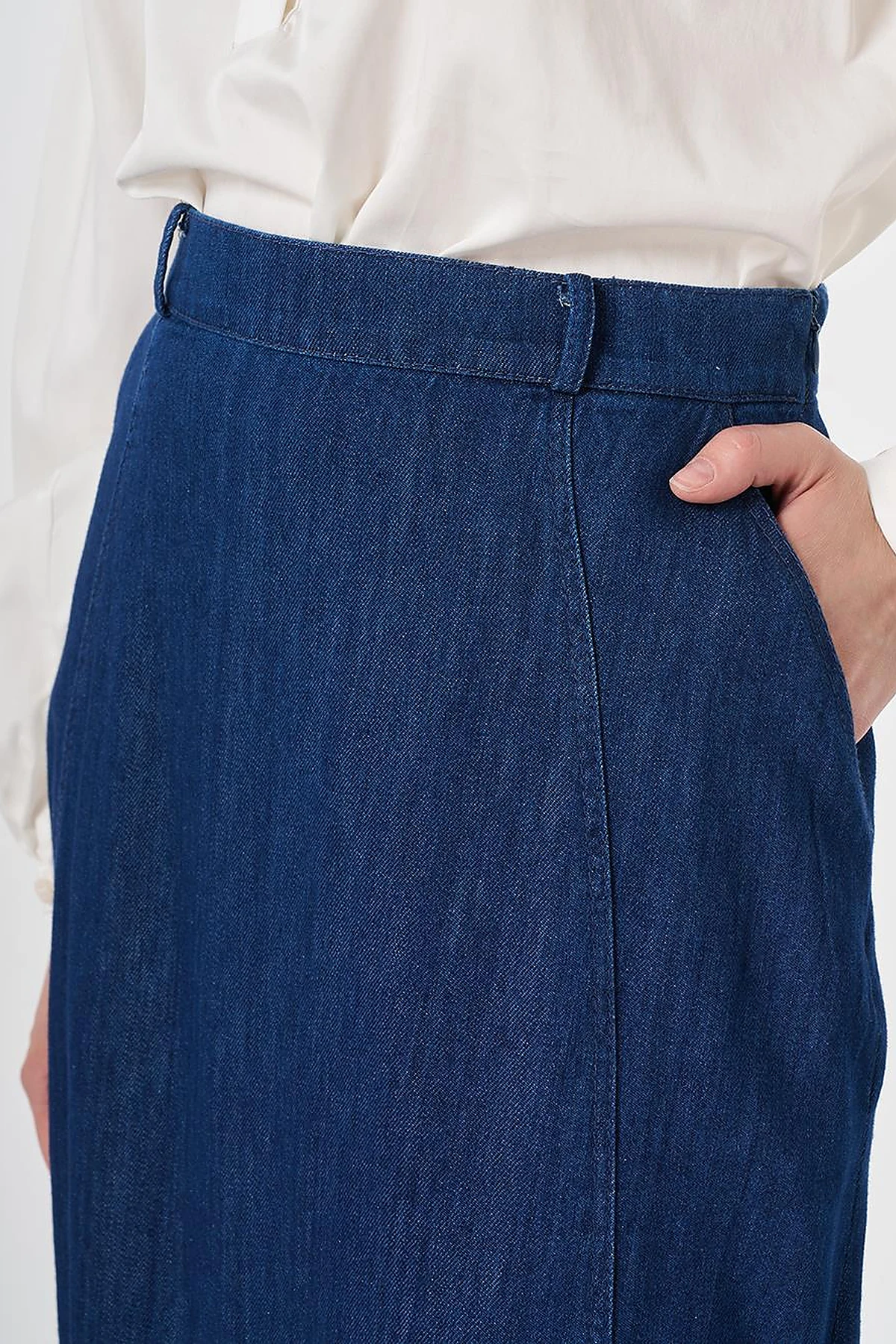 High-Waisted Denim Skirt Indigo