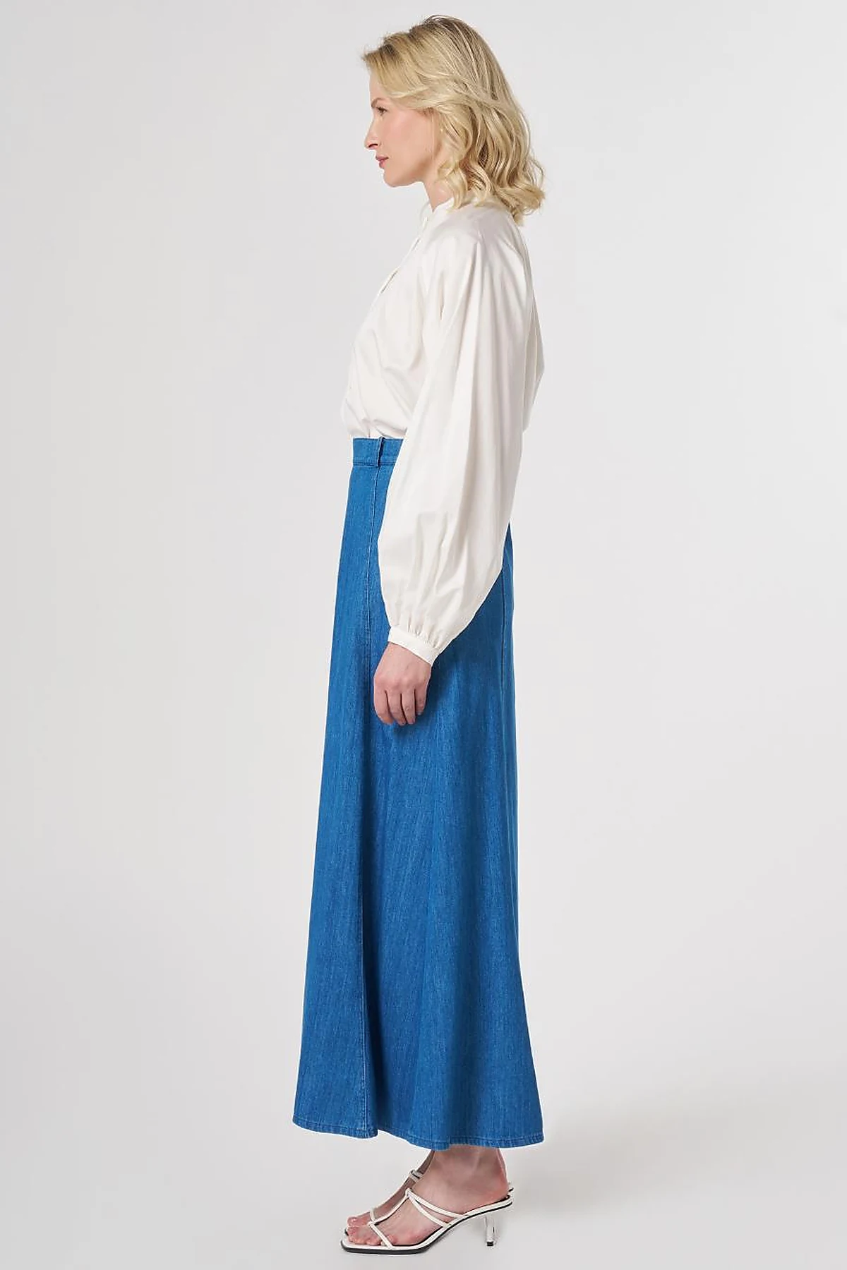 High-Waisted Denim Skirt Blue