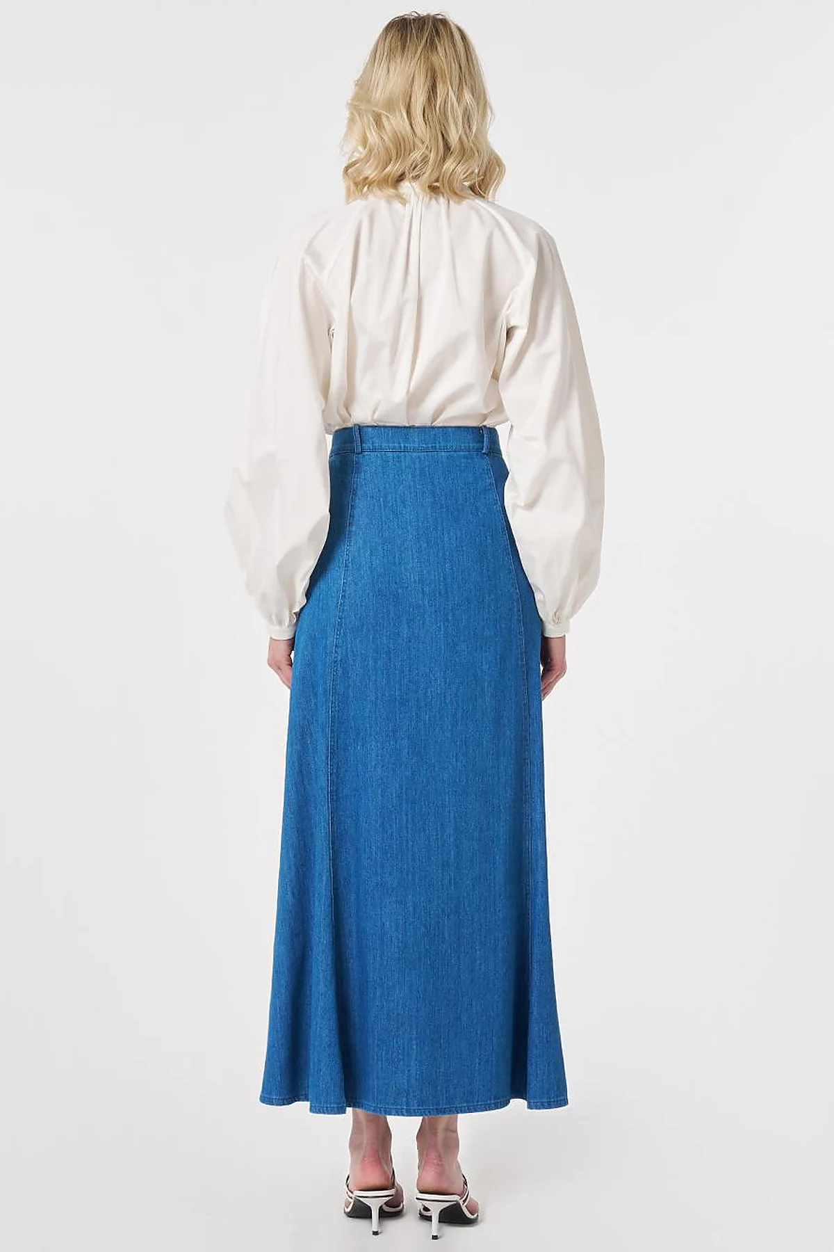 High-Waisted Denim Skirt Blue