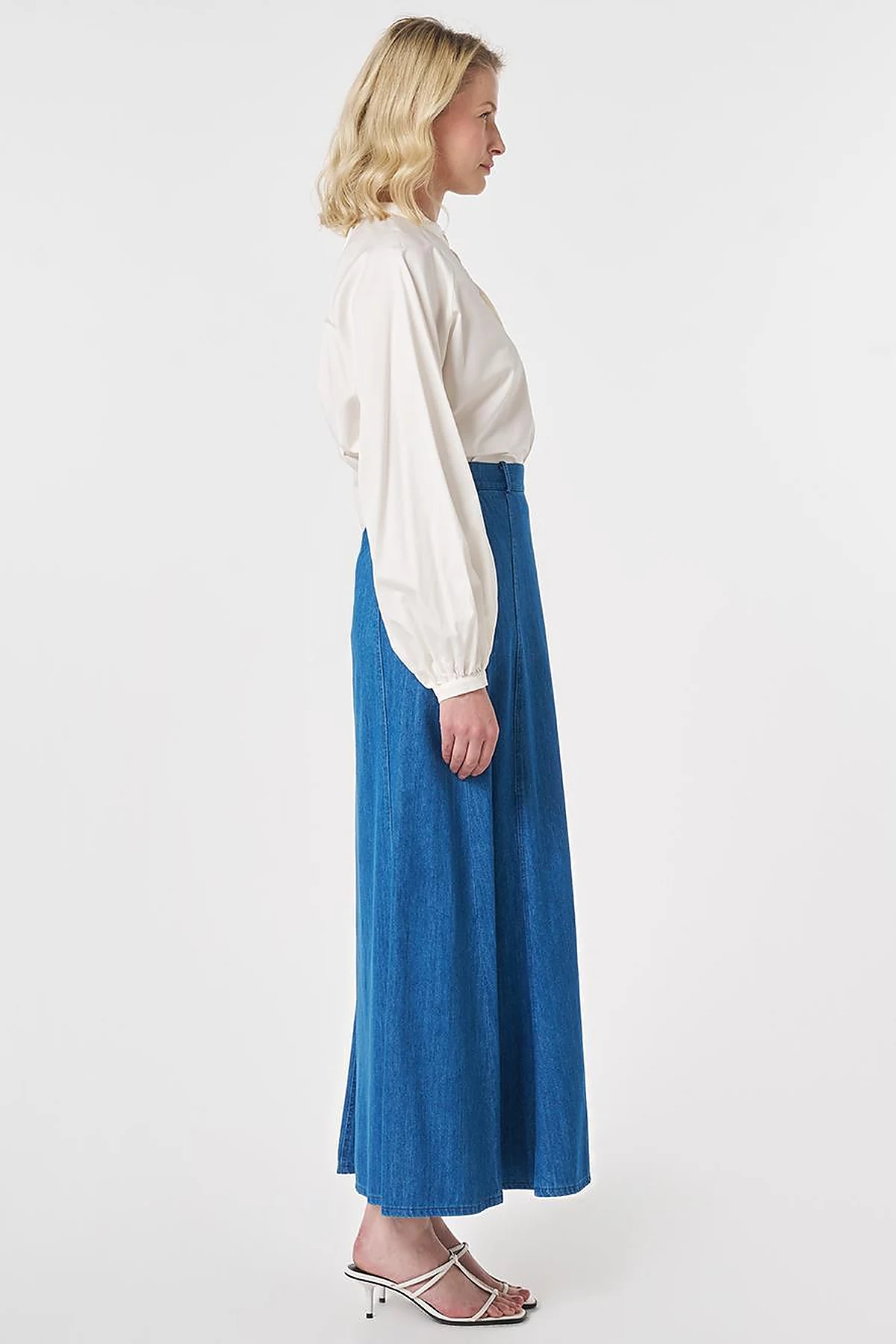 High-Waisted Denim Skirt Blue