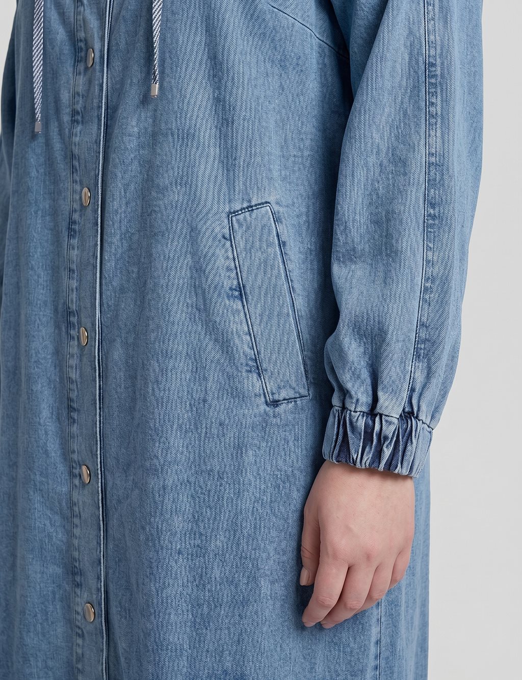 Kapüşon Detaylı Denim Giy Çık Mavi