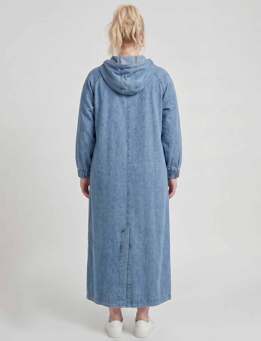 Kapüşon Detaylı Denim Giy Çık Mavi