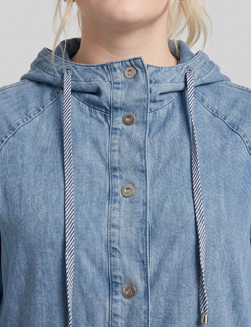 Kapüşon Detaylı Denim Giy Çık Mavi