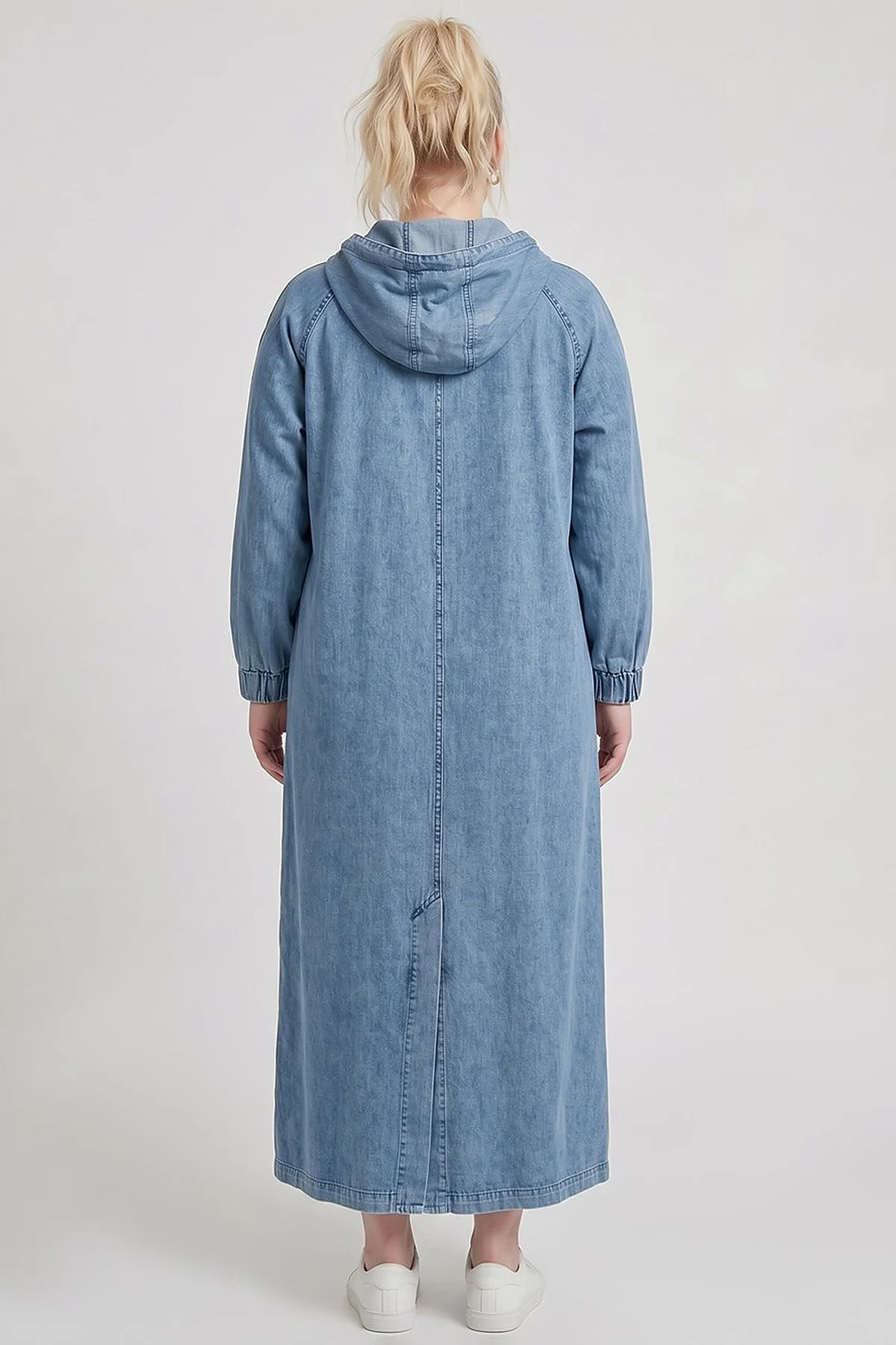 Hooded Denim Throw-On Jacket Blue