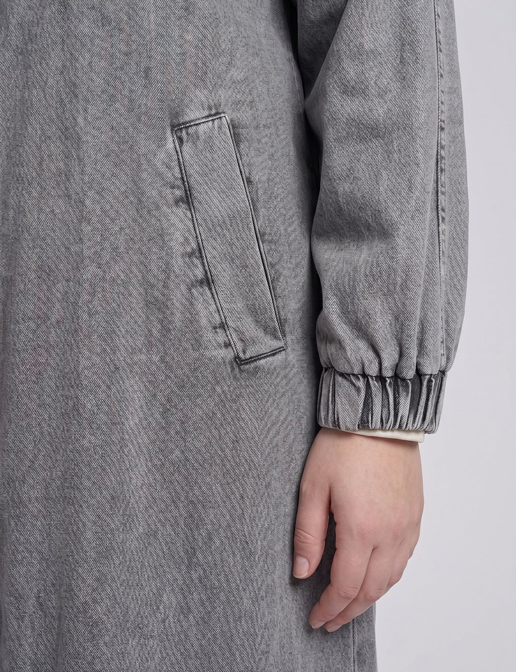 Kapüşon Detaylı Denim Giy Çık Antrasit