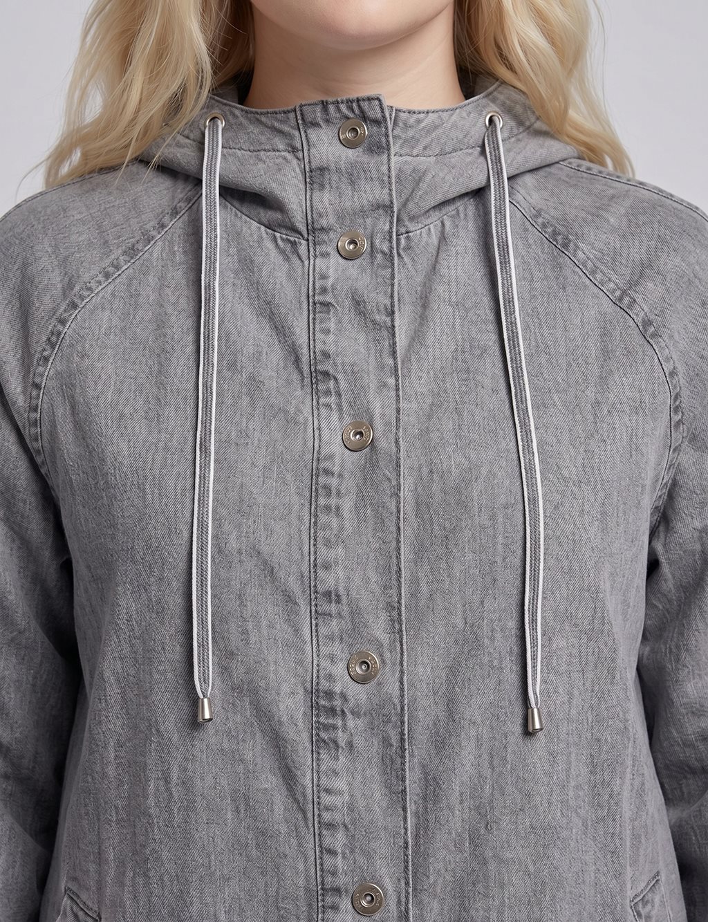 Kapüşon Detaylı Denim Giy Çık Antrasit