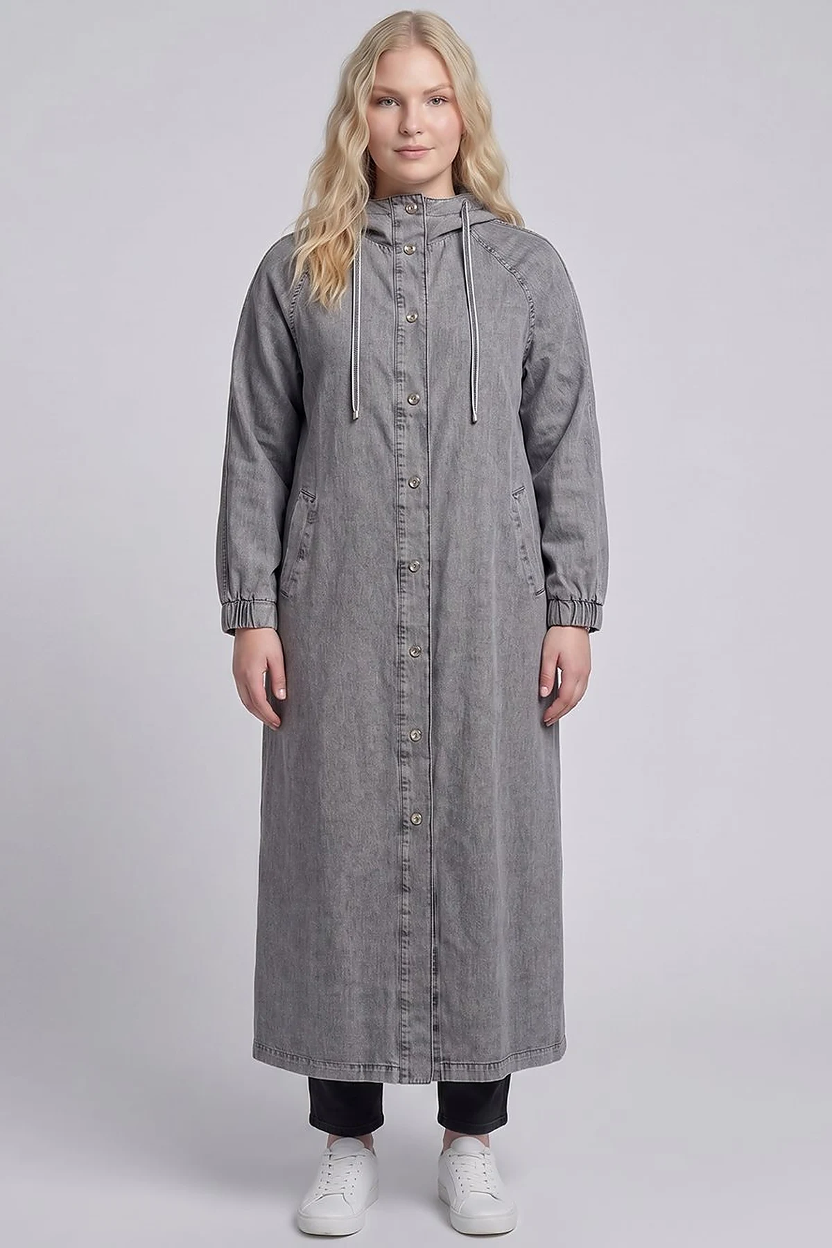 Kapüşon Detaylı Denim Giy Çık Antrasit