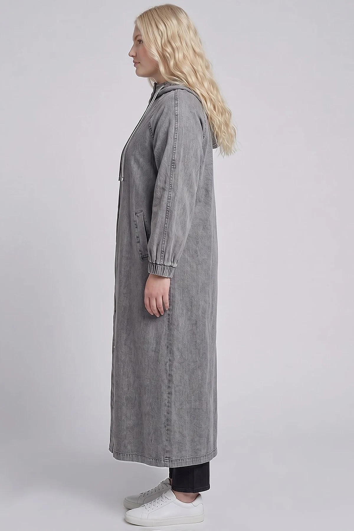 Kapüşon Detaylı Denim Giy Çık Antrasit