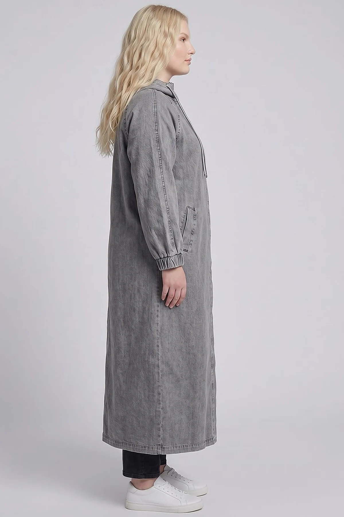 Kapüşon Detaylı Denim Giy Çık Antrasit