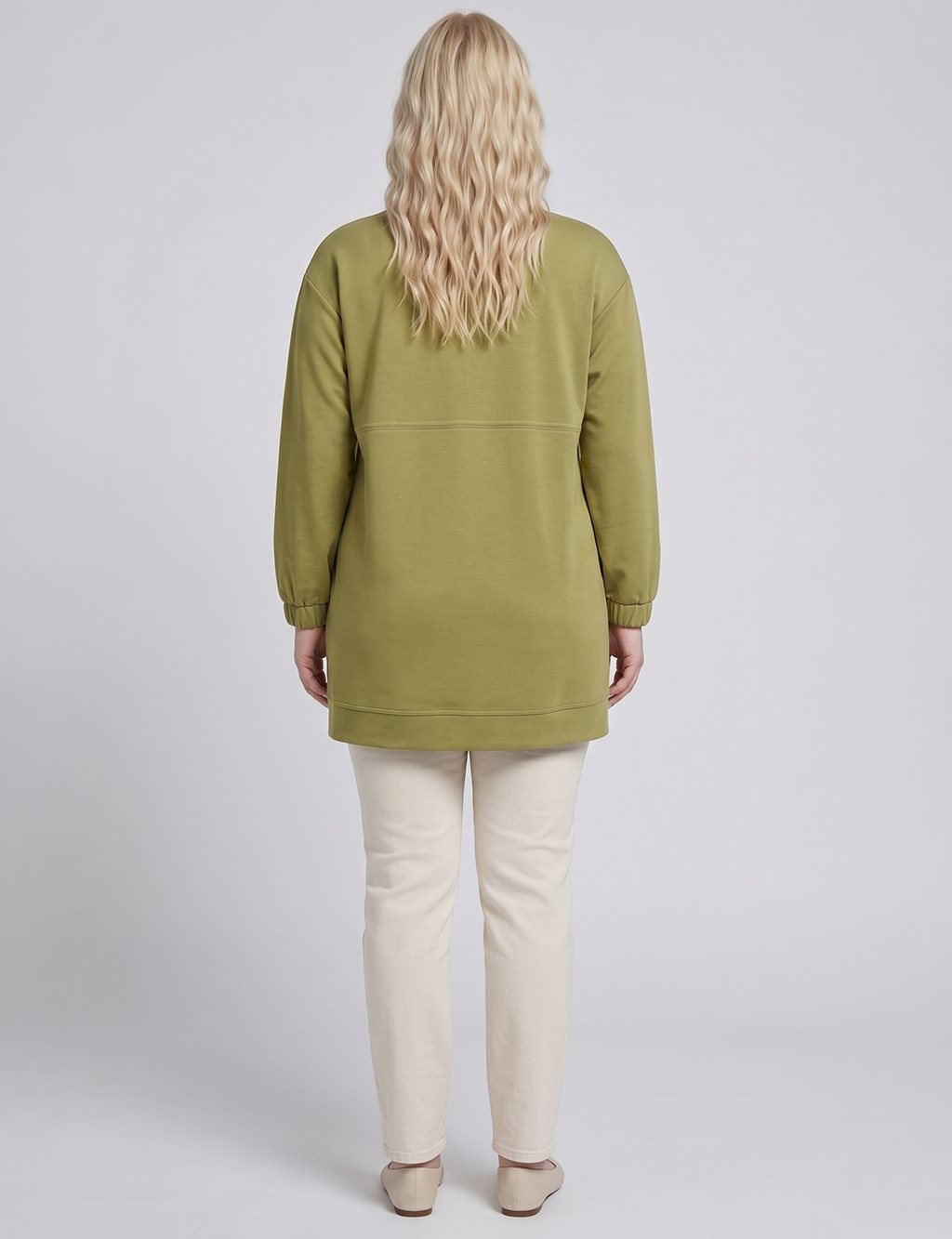 Stand Collar Modal Sweatshirt Matcha Green