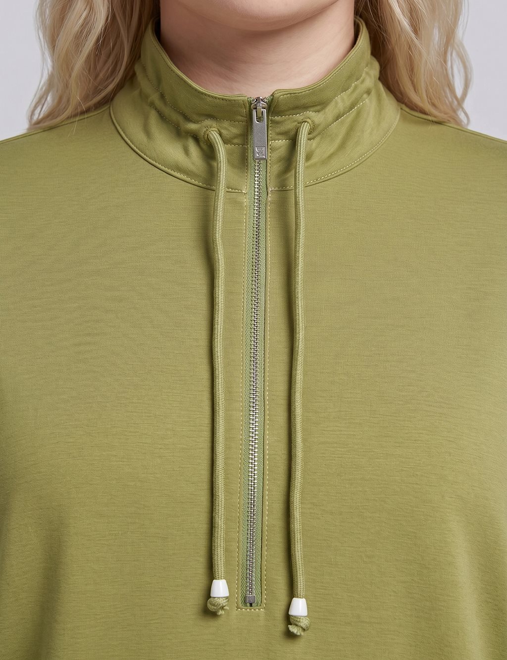Stand Collar Modal Sweatshirt Matcha Green